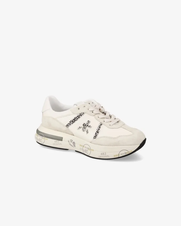 Sneakers Premiata Donna in Camoscio e Pelle Avorio art. Cassie 7682, foto 2 di 5
