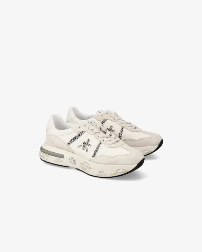 Sneakers Premiata Donna in Camoscio e Pelle Avorio art. Cassie 7682, foto 4 di 5