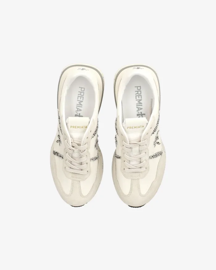 Sneakers Premiata Donna in Camoscio e Pelle Avorio art. Cassie 7682, foto 5 di 5