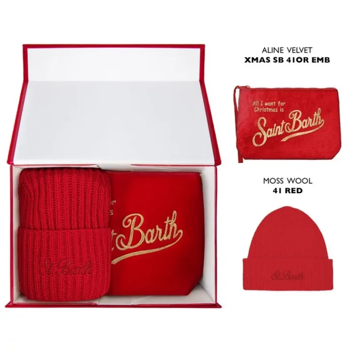 Christmas Box Mc2 Saint Barth Pochette e Cappellino art. Christmas Box Woman Velvet 41OR, foto 1 di 1