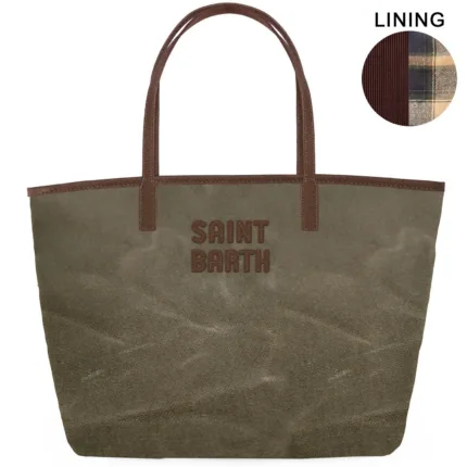 Borsa A Spalla Grande Mc2 Saint Barth In Cotone Cerato Verdone art. City Bag Wax 5218