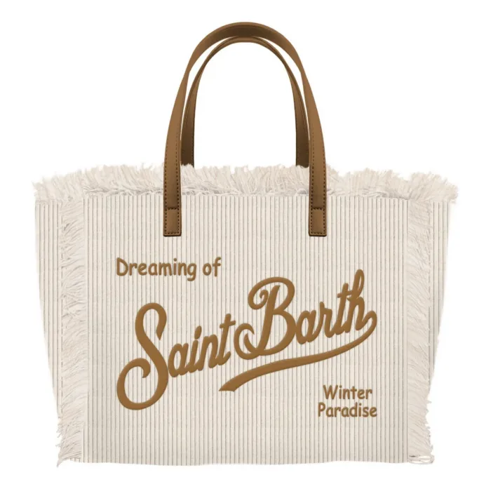 Borsa A mano Media con Tracolla Mc2 Saint Barth in Velluto Avorio art. Colette Corduroy N S 10 Emb, foto 1 di 1