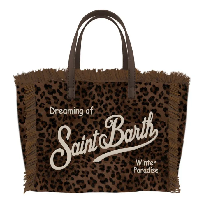 Borsa A Mano Media con Tracolla Mc2 Saint Barth in Lana Maculata art. Colette Felt N Dark Leopard 18 Emb, foto 1 di 1