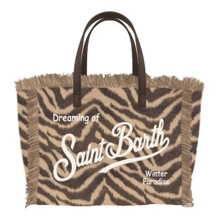 Borsa A Mano Media con Tracolla Mc2 Saint Barth in Lana Beige art. Colette Felt Zebra 1118 Emb