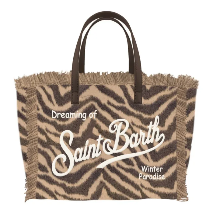 Borsa A Mano Media con Tracolla Mc2 Saint Barth in Lana Beige art. Colette Felt Zebra 1118 Emb, foto 1 di 1