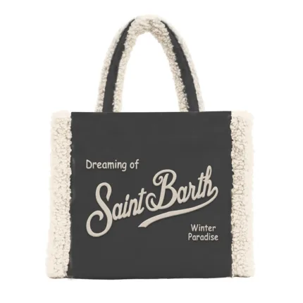 Borsa A Mano Media con Tracolla Mc2 Saint Barth in Camoscio Nera art. Colette Shearling 0010 Emb