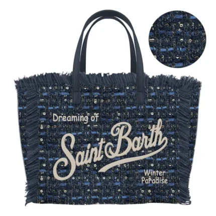 Borsa A Mano Media con Tracolla Mc2 Saint Barth in Tweed Blu art. Colette Tweed N Shiny 61 Emb