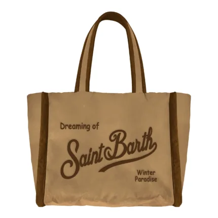 Borsa A Mano Media con Tracolla Mc2 Saint Barth In Cotone Cerato Beige art. Colette Wax 1218 Emb