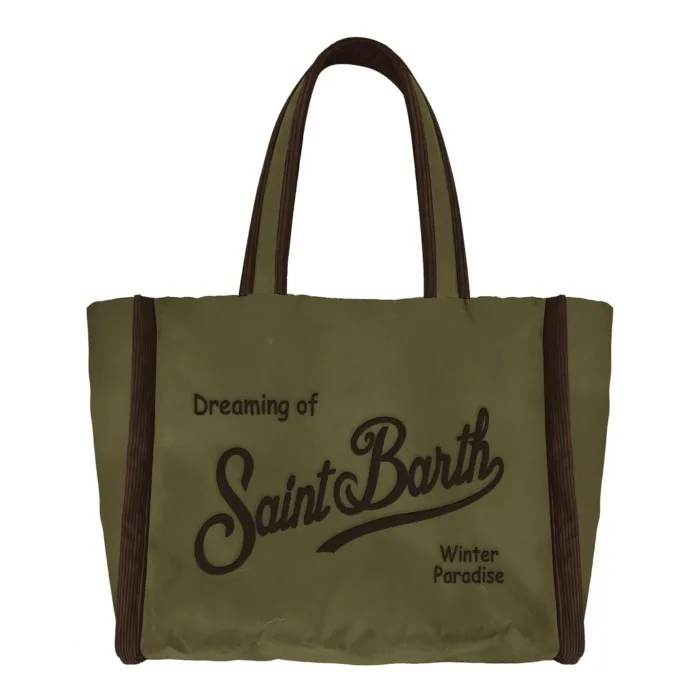 Borsa A Mano Media con Tracolla Mc2 Saint Barth In Cotone Cerato Verde art. Colette Wax 5218 Emb, foto 1 di 1