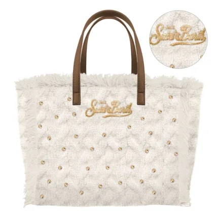 Borsa A mano Media Mc2 Saint Barth in Lana Bianca art. Colette Wool Braid Strass 10OR EMB