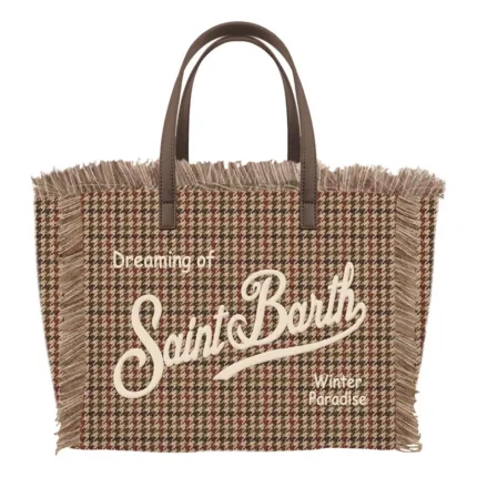 Borsa A mano Media con Tracolla Mc2 Saint Barth in Lana Bordeaux art. Colette Wool N Pied de Poule Soft 45 Emb