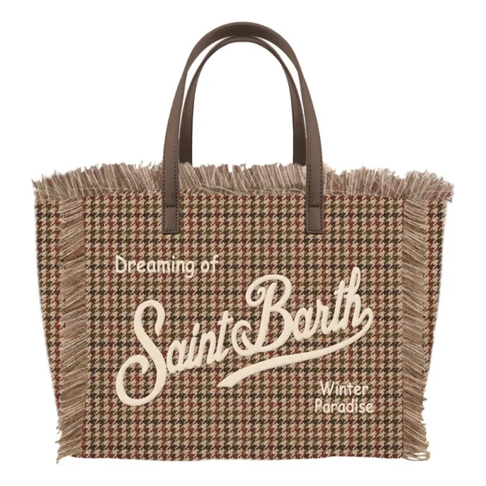 Borsa A mano Media con Tracolla Mc2 Saint Barth in Lana Bordeaux art. Colette Wool N Pied de Poule Soft 45 Emb, foto 1 di 1