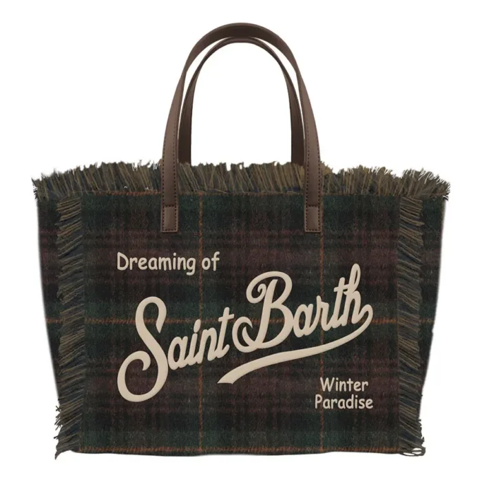 Borsa A Mano Media con Tracolla Mc2 Saint Barth in Lana Marrone art. Colette Wool N Tartan 5118 Emb, foto 1 di 1