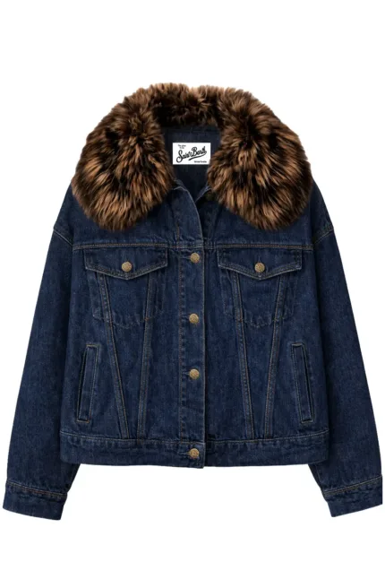 Giacca Imbottita Mc2 Saint Barth in Denim Colletto Pelliccia  art. DAILYS DENIM D FUR 18
