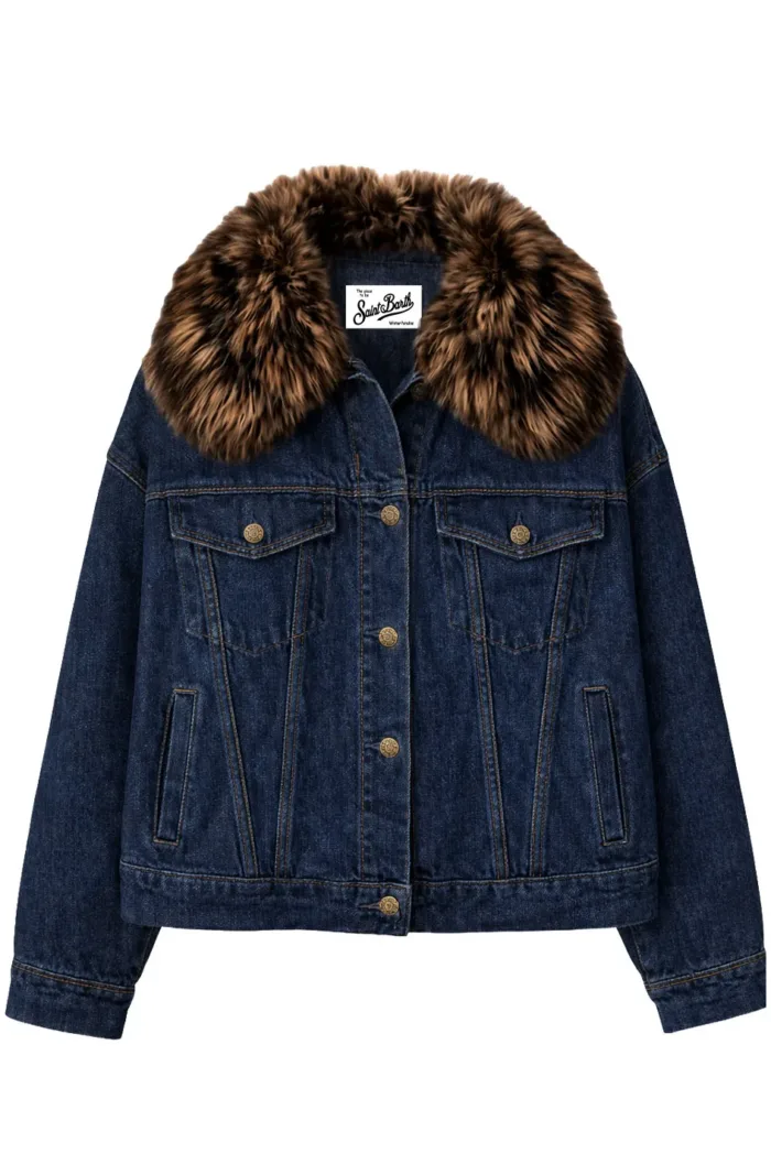 Giacca Imbottita Mc2 Saint Barth in Denim Colletto Pelliccia  art. DAILYS DENIM D FUR 18, foto 1 di 1