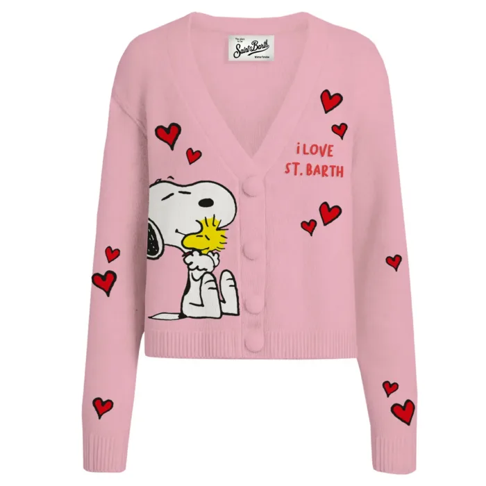 Cardigan Mc2 Saint Barth Rosa art. DIANNE PEANUTS LOVE HUGS 21 EMB, foto 1 di 1
