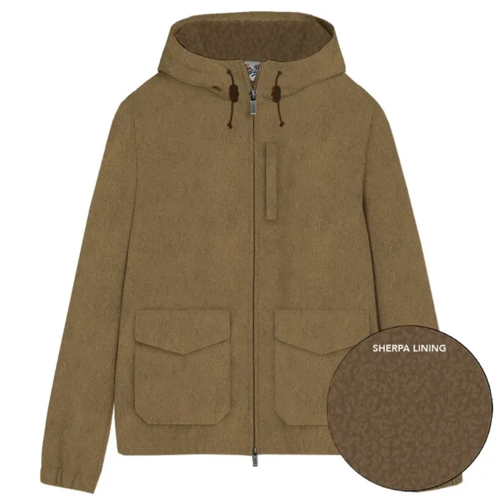 Giubbino con Cappuccio Uomo Mc2 Saint Barth In Cotone Cerato Beige e Pellicciotto Interno art. Edgar Wax 12 Kaki, foto 1 di 3