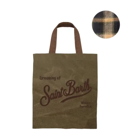 Borsa A Mano Media Mc2 Saint Barth In Cotone Cerato Verde Militare art. ESSENTIAL MINI WAX W 5218 EMB