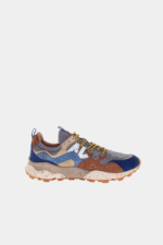 Sneakers Flower Mountain Uomo in Camoscio Denim e Cuoio, Nylon Grigio art. Yamano 3 Brown Deep Petrol 3D67