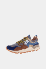 Sneakers Flower Mountain Uomo in Camoscio Denim e Cuoio, Nylon Grigio art. Yamano 3 Brown Deep Petrol 3D67 - immagine 3