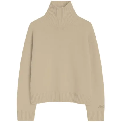Maglione Collo Alto 100% Lana Mc2 Saint Barth Beige art. FLANNY WOOL 11 BEIGE