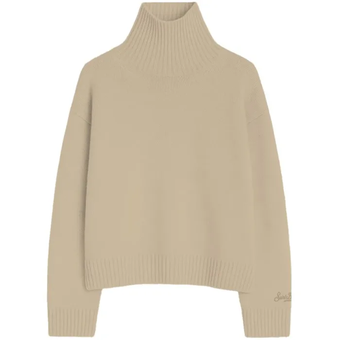 Maglione Collo Alto 100% Lana Mc2 Saint Barth Beige art. FLANNY WOOL 11 BEIGE, foto 1 di 1