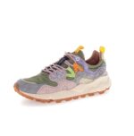 Sneakers Flower Mountain Donna in Camoscio Lilla e Nylon Verde art. Yamano 3 Woman Grey Cipria 1B43 - immagine 2