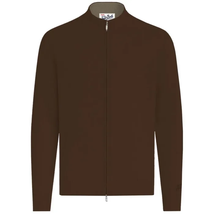 Cardigan Full Zip Uomo in Misto Lana e Cashmere Mc2 Saint Barth Marrone art. Grant MerinoCash 18H Dark Brown, foto 1 di 1