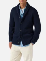 Cardigan Sciallato in Lana Costa Inglese Mc2 Saint Barth Blu art. Glasgow Wool 62 Night Blue - immagine 4