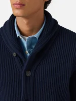 Cardigan Sciallato in Lana Costa Inglese Mc2 Saint Barth Blu art. Glasgow Wool 62 Night Blue - immagine 3