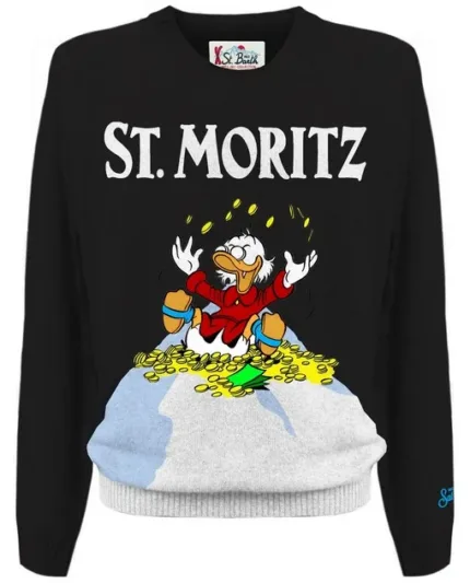 Maglione Girocollo Mc2 Saint Barth Nero art. Heron C Scrooge Top 00