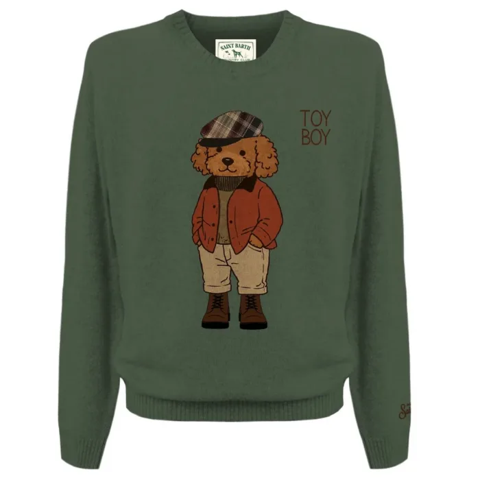 Maglione Girocollo Uomo Mc2 Saint Barth Verde art. Heron Country Poodle 52M Patch, foto 1 di 1