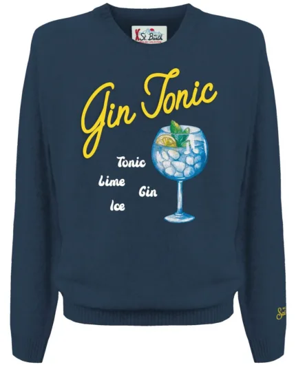 Maglione Girocollo Mc2 Saint Barth Blu art. Heron Drink Gin 61 EMB