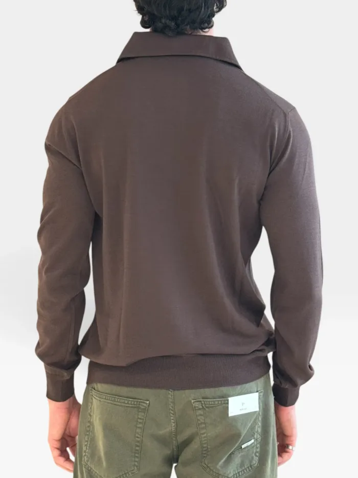 Polo In Maglia Filippo De Laurentiis in Pura Lana Merino Cioccolato art. PL1MLPAR RM16R 280, foto 2 di 2