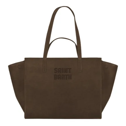 Borsa A Mano Media con Doppi Manici Mc2 Saint Barth In Camoscio Marrone art. Jour Bag Midi Suede 18