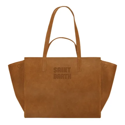 Borsa A Mano Media con Doppi Manici Mc2 Saint Barth In Camoscio Cuoio art. Jour Bag Midi Suede 19