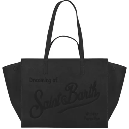 Borsa A Spalla Grande con Doppi Manici Mc2 Saint Barth In Pelle Saffiano Nera art. Jour Bag Saffiano Leather Sb 00