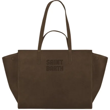 Borsa A Spalla Grande con Doppi Manici Mc2 Saint Barth In Camoscio Marrone art. Jour Bag Suede 18