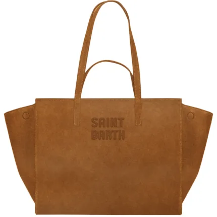 Borsa A Spalla Grande con Doppi Manici Mc2 Saint Barth In Camoscio Cuoio art. Jour Bag Suede 19