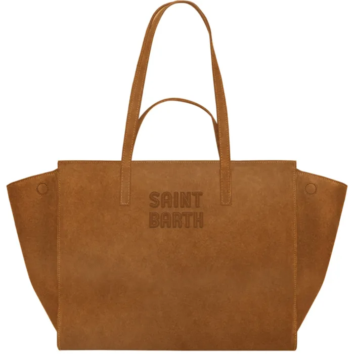 Borsa A Spalla Grande con Doppi Manici Mc2 Saint Barth In Camoscio Cuoio art. Jour Bag Suede 19, foto 1 di 1