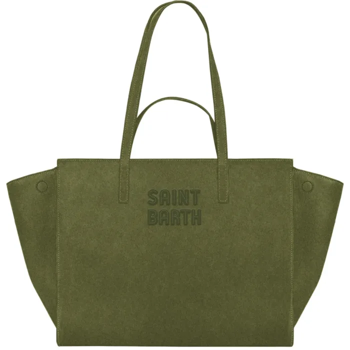 Borsa A Spalla Grande con Doppi Manici Mc2 Saint Barth In Camoscio Verde art. Jour Bag Suede 52, foto 1 di 1