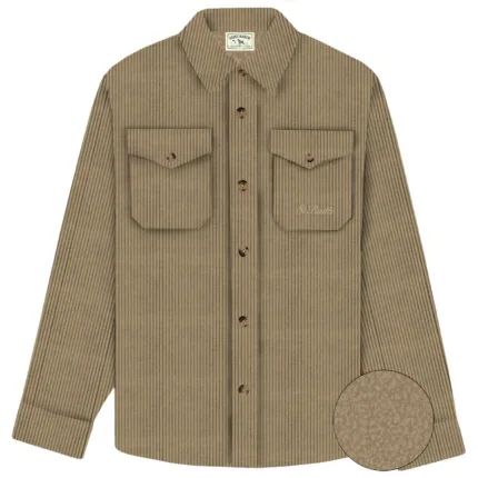 Overshirt Uomo Mc2 Saint Barth In Velluto a Coste Beige e Pellicciotto Interno art. Landeck Corduroy 11 Beige