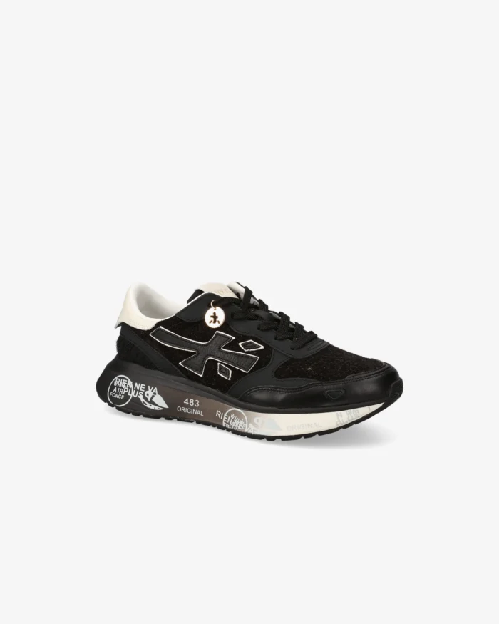 Sneakers Premiata Donna in Pelle e Camoscio Nero art. Lauryn 7803, foto 2 di 6