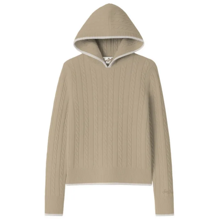 Felpa in Maglia a Trecce 100% Lana Mc2 Saint Barth Beige Chiaro art. LAURENT 11 BEIGE, foto 1 di 1