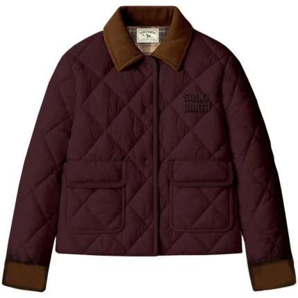 Giacca Trapuntata Mc2 Saint Barth Color Vinaccio in Misto Cotone art. MARGAUX WAX 44M TARTAN 4511 SB PATCH