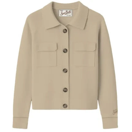 Cardigan  Mc2 Saint Barth 100% Lana Beige Chiaro  art. MARICETTE WOOL 11 BEIGE