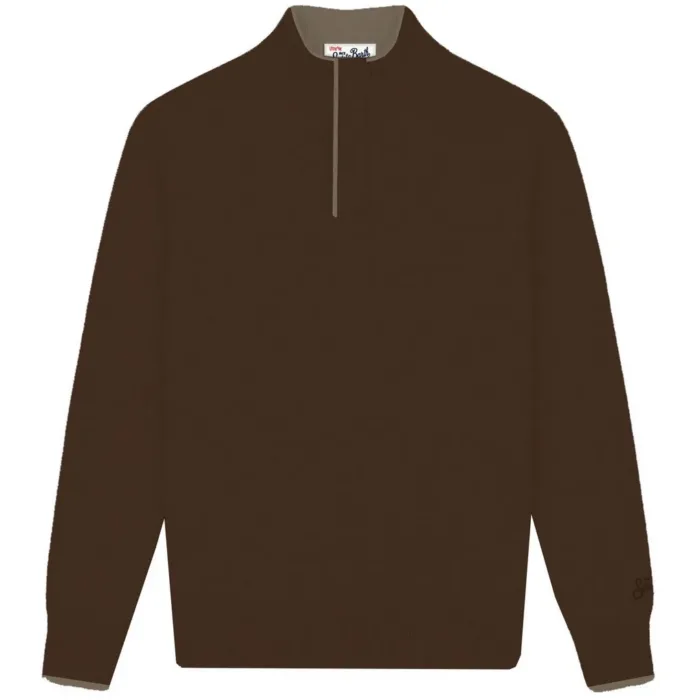 Maglione 3 Bottoni Uomo in Misto Lana e Cashmere Mc2 Saint Barth Marrone art. Marlow MerinoCash 18H Dark Brown, foto 1 di 1