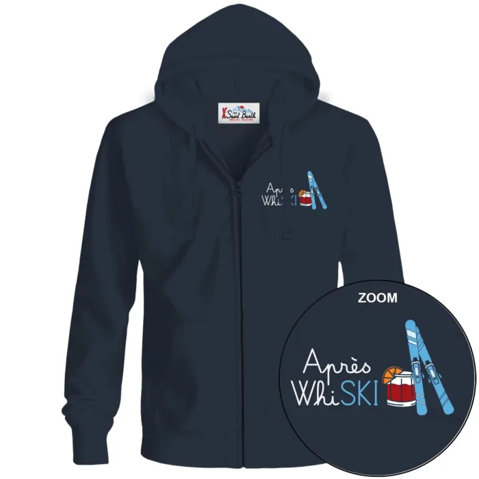 Felpa con Cappuccio e Zip Mc2 Saint Barth Blu art. Mercer Apres Whiski 61 Emb, foto 1 di 1