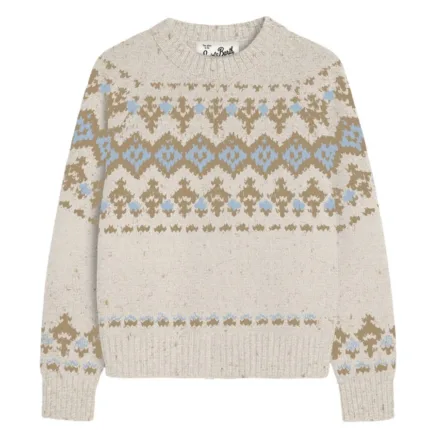 Maglione Girocollo mini Trecce Mc2 Saint Barth Beige art. MERIDA DONEGAL FAIR ISLE 1011