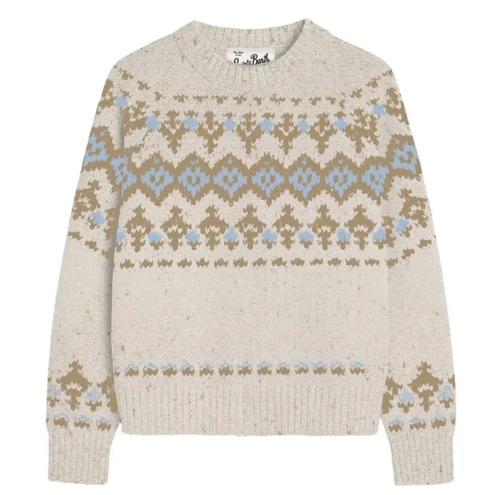 Maglione Girocollo mini Trecce Mc2 Saint Barth Beige art. MERIDA DONEGAL FAIR ISLE 1011, foto 1 di 1